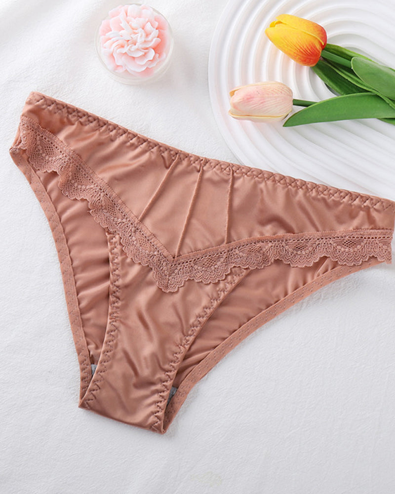 One-Piece Satin Seamless Cotton Crotch Briefs