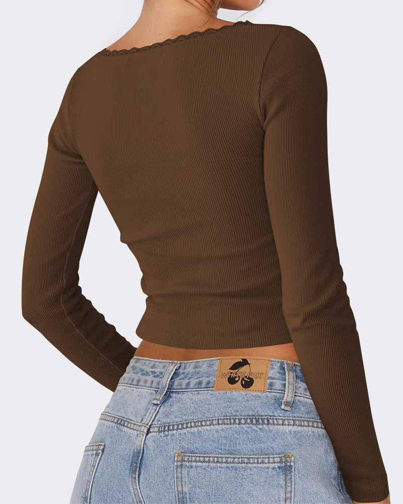 Slim Fit Lace Stitching Bottoming Top