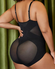 See-Through Mesh Waist-Lifting Bust-Supporting Bodysuit