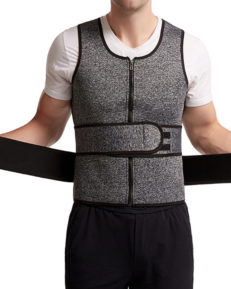 Men's Double Belt Tummy Control Vest Sweat-Proof Fitness Corset