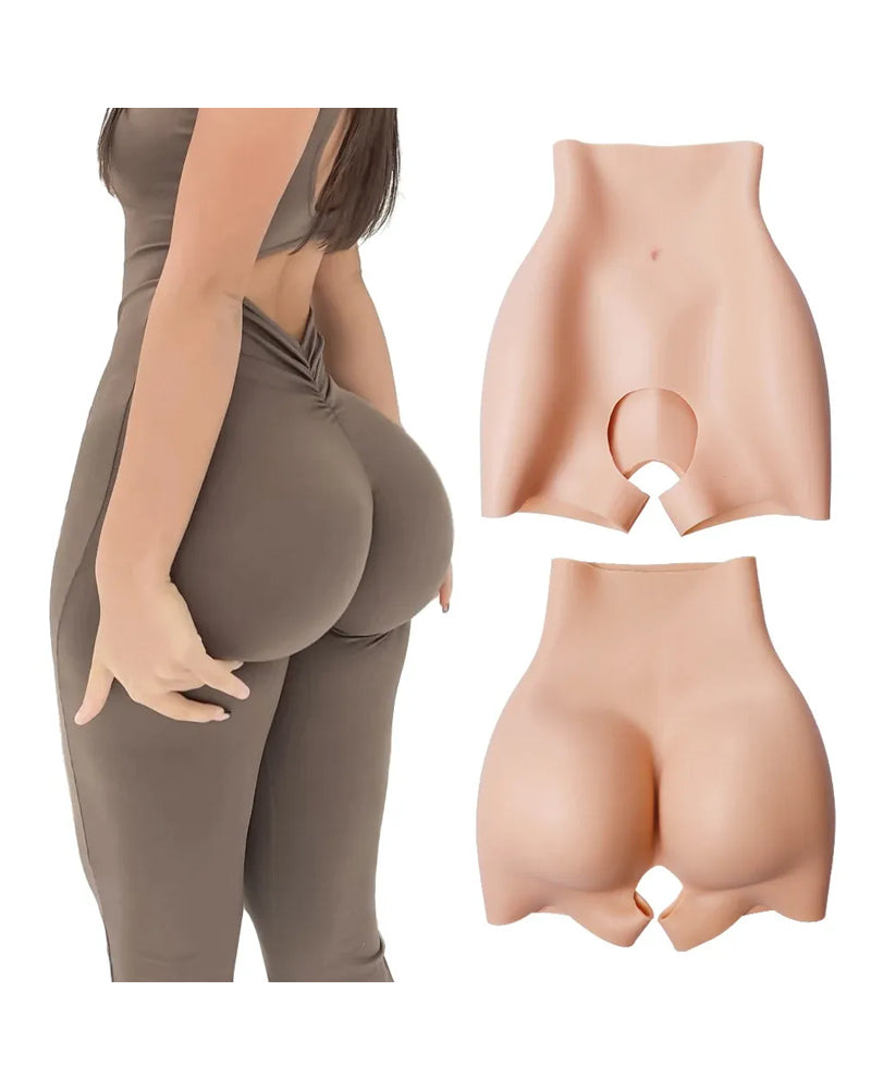Women's Sexy Silicone Fake Butt Big Hip Enhancer Pads Shapewear Panties Open Crotch Silicone Body Shaper Pants with Three-Year Service Life