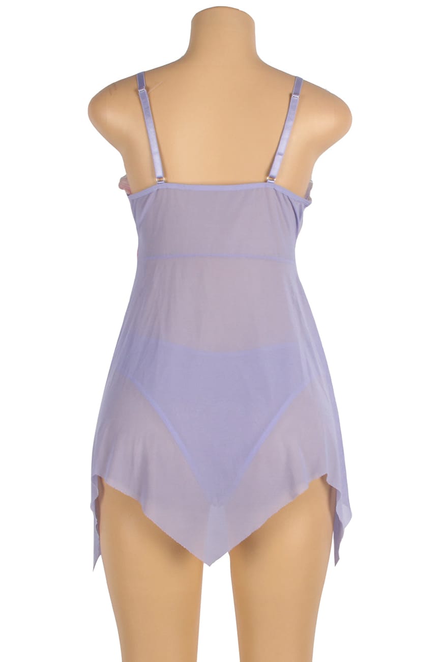 Purple Rainbow Floral Lace Babydoll