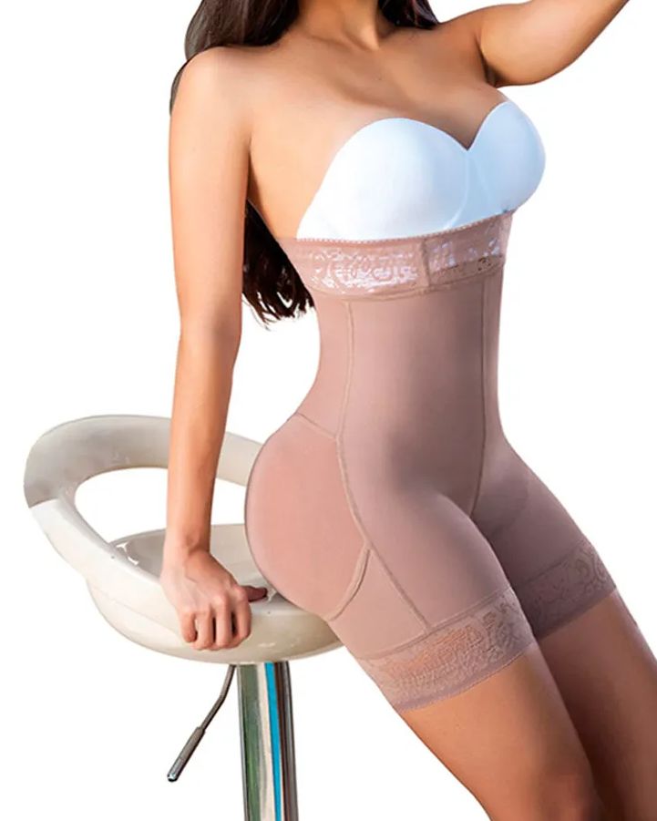 Women High Waist Short Powernet Seamless Pressure Abdomen