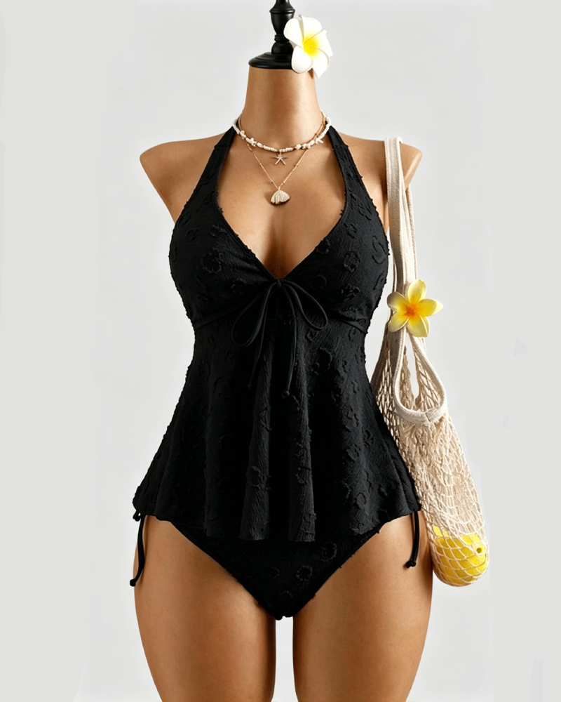 Halter Tie Ruffle Two-Piece Swimsuit