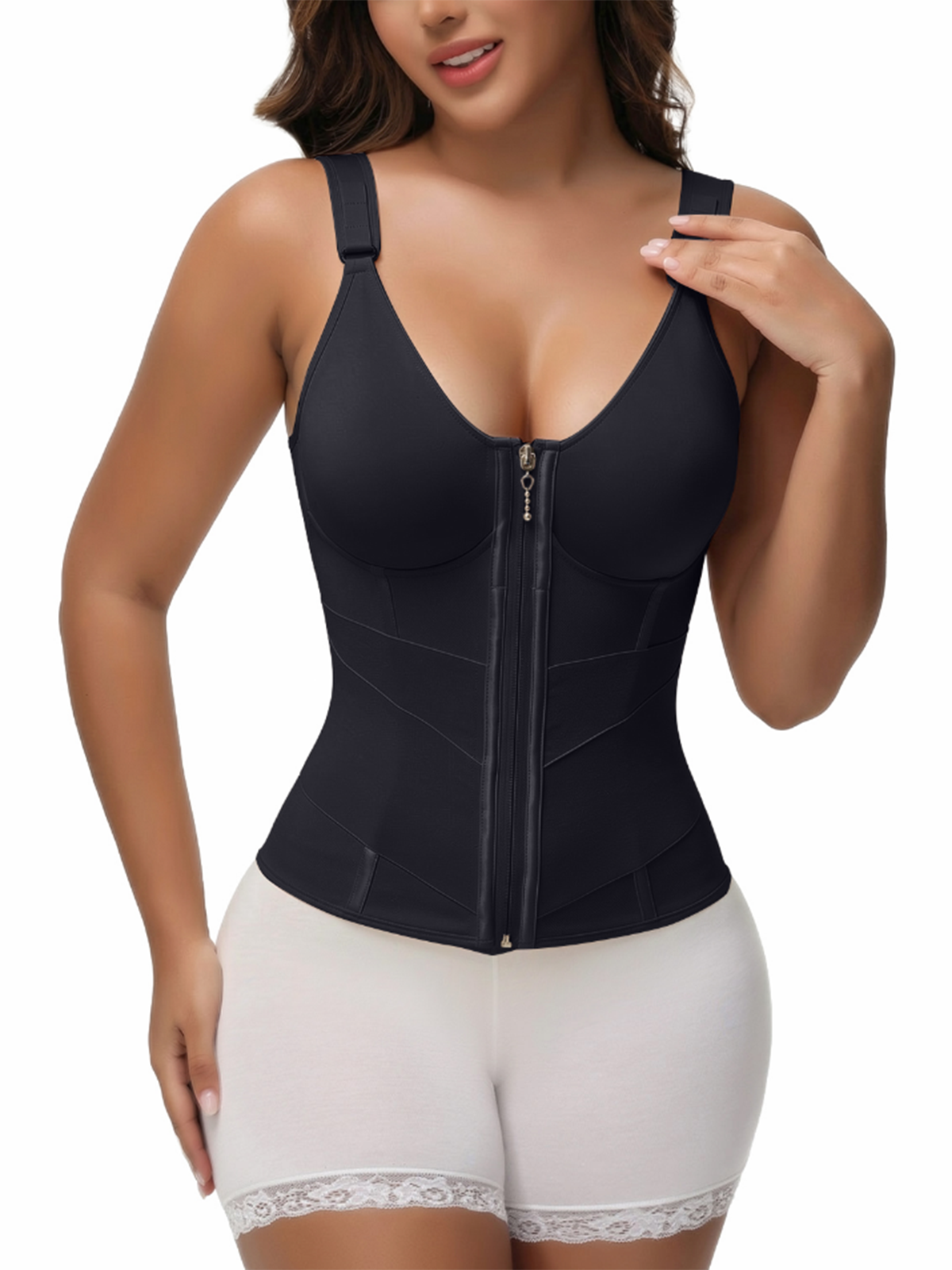 Adjustable Strap High Compression Shaper Vest With Built In Cups