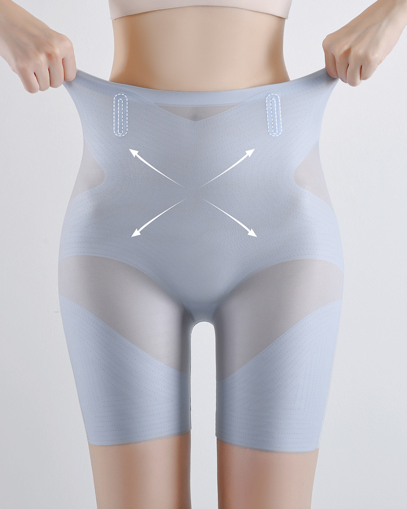 High Waist Ice Silk Seamless Ultra-Thin Postpartum Tummy Control Butt Lifting Shorts