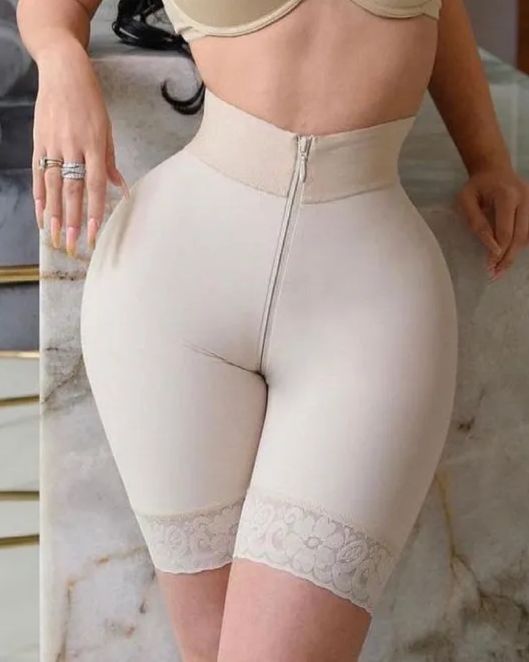 Double Compression Butt Lifter Zipper Shorts High Waisted Butt Pads Seamless Hip Enhancer