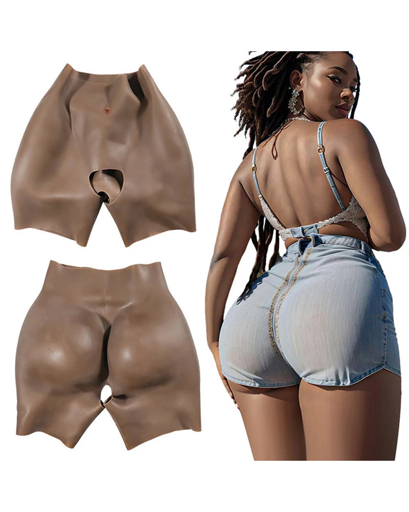 Women's Sexy Silicone Fake Butt Big Hip Enhancer Pads Shapewear Panties Open Crotch Silicone Body Shaper Pants with Three-Year Service Life