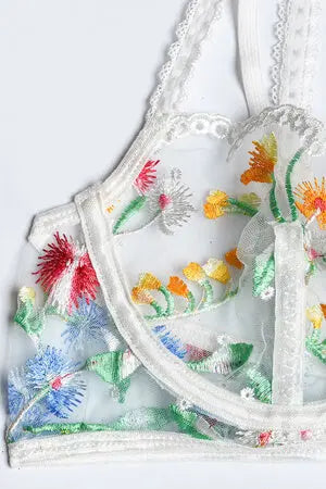 Flowering Delight Bra, G-String, Garter Set