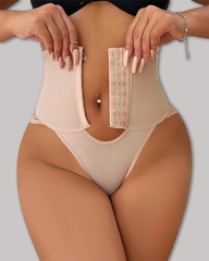 Front Closure Bodysuit Shapewear With Lace Trimmed Tummy Control Panty