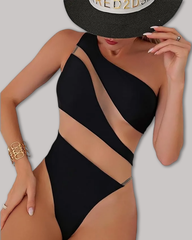 Off-Shoulder Transparent Sexy One-Piece Swimsuit