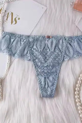 Blue Lacey Lace-Up Thong