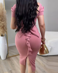 Stretch Fit Dresses with Ruffle Trim