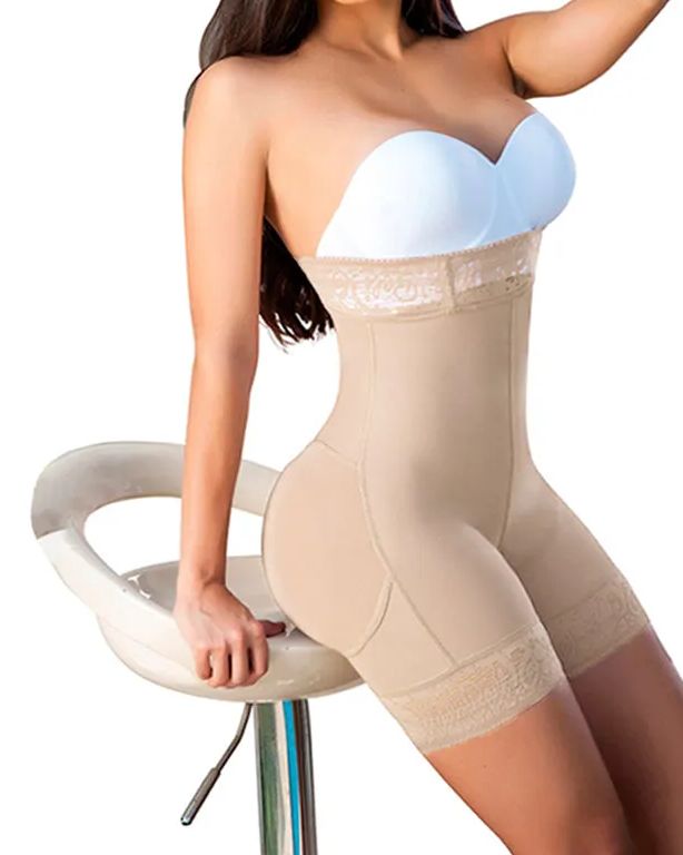 Women High Waist Short Powernet Seamless Pressure Abdomen