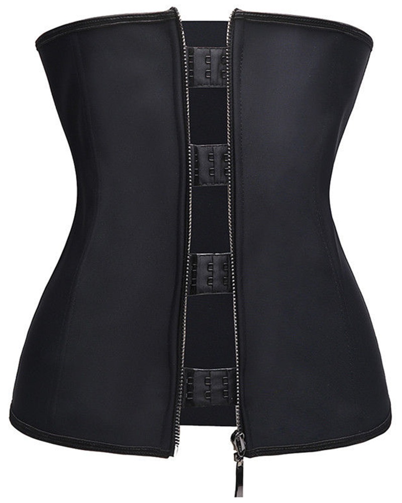 Latex Zipper Waist Trainer Corset for Weight Loss Hi-Waist Double Tummy Control Sport Workout Body Shaper