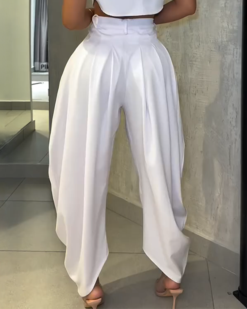 Casual High-Waist Wide-Leg Pants