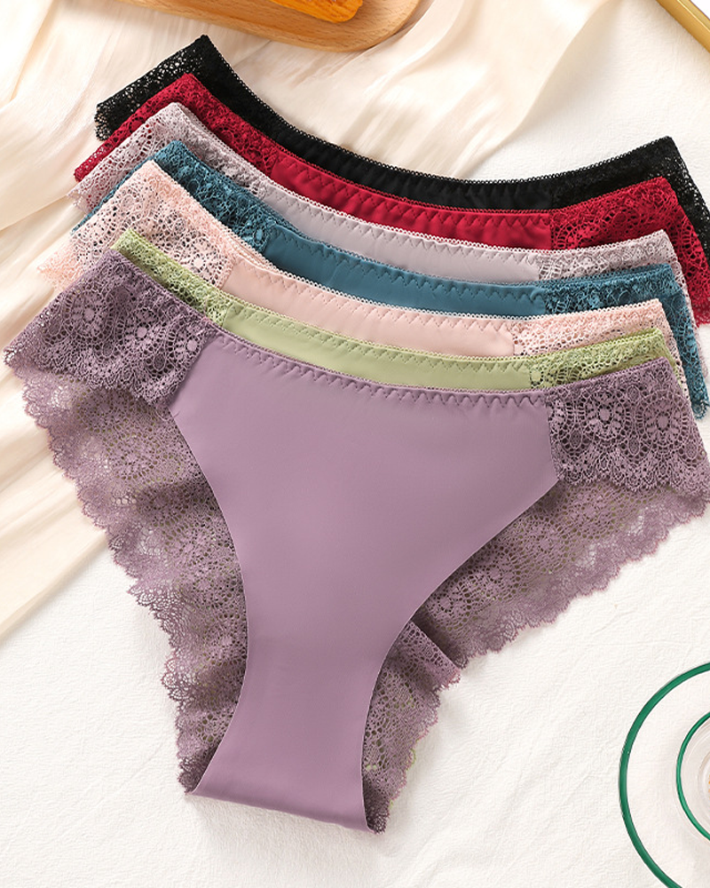 French-Style Lace-Trimmed Seamless Cotton Crotch Breathable Underwear
