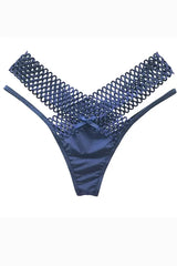 Blue Lattice Stretch Micro Bikini Panty