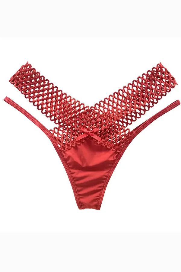 Red Lattice Stretch Micro Bikini Panty