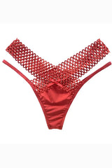 Red Lattice Stretch Micro Bikini Panty
