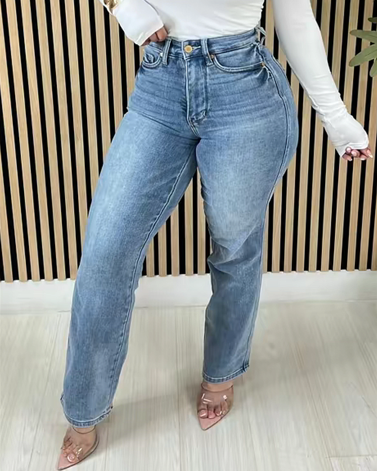 High compesion Rise Belly Control Flare Jeans