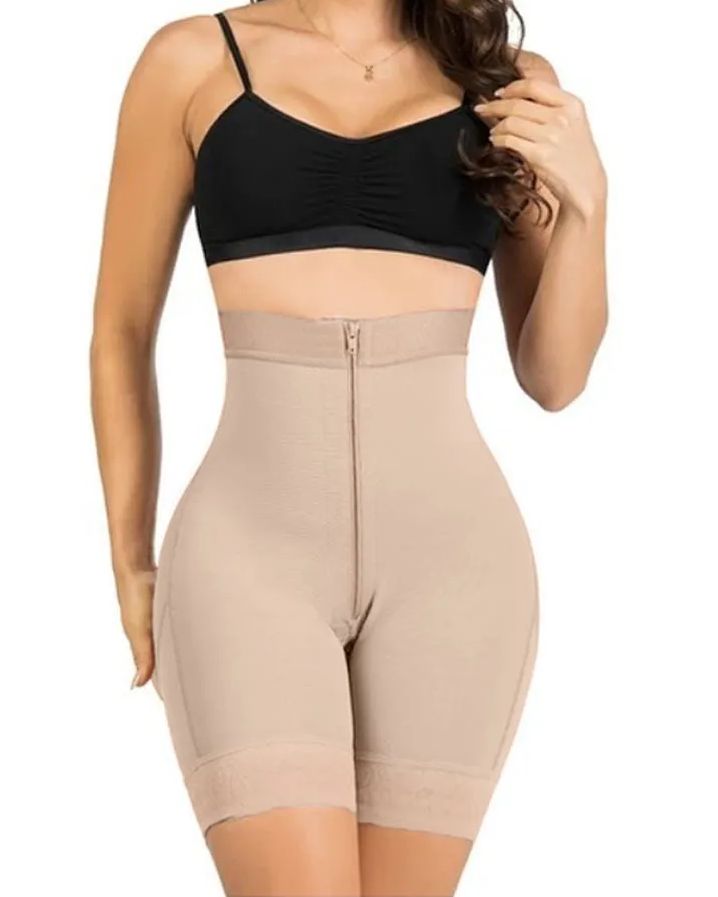 Womens High Waisted Butt Lifter Body Shaper Zipper Butt Pads Seamless Hip Enhancer Shorts