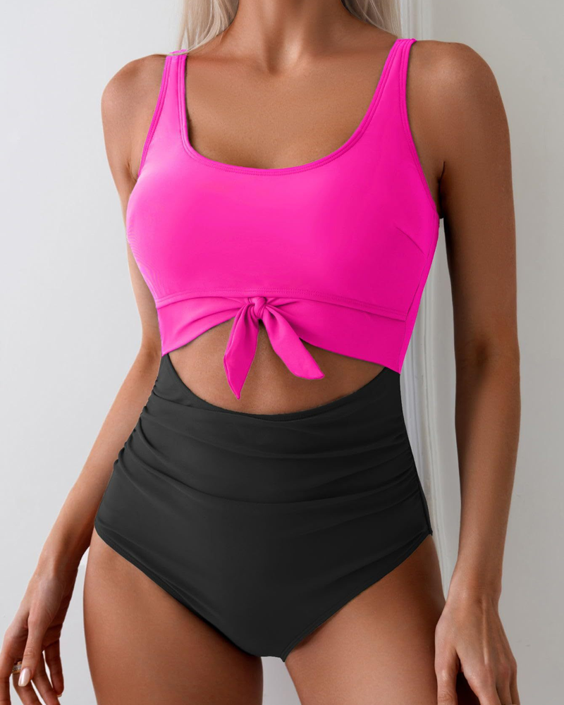 High Waist Cutout Slim Swimsuit