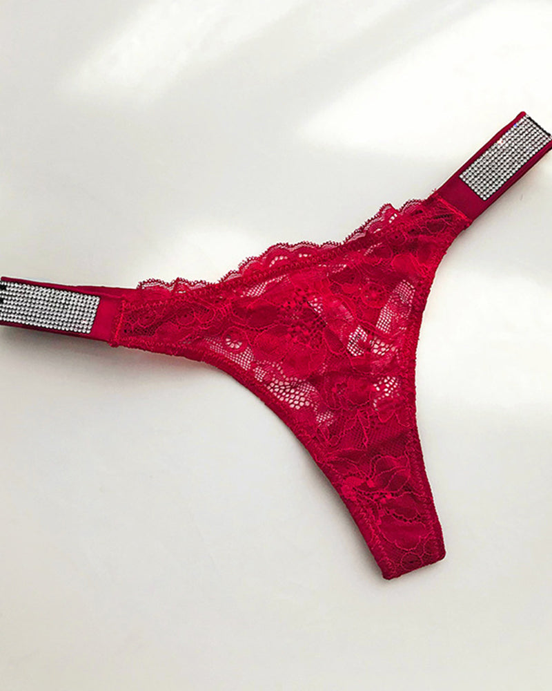 Rhinestone Sexy Lace Thong