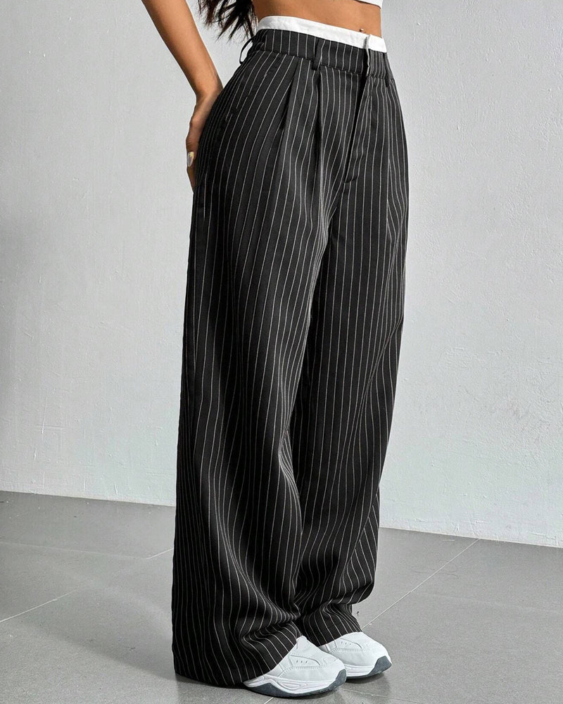 Simple Drape Loose Straight Pants