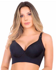 Women Deep Cup Bra Hide Back Fat Bra with Shapewear Incorporated Full-Back Coverage Push Up Sports Bras