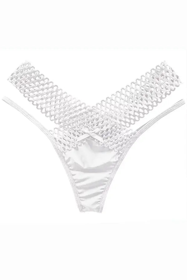 White Lattice Stretch Micro Bikini Panty