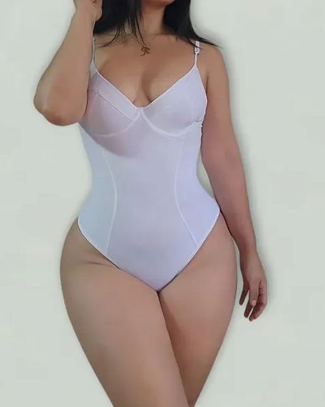 Womens Shapewear Bodysuit Tummy Control Seamless Ribbed Body Shaper Thong Sleeveless Adjustable Spaghetti Strap