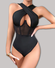 Underwire Boning Mesh Halter Body Shapewear