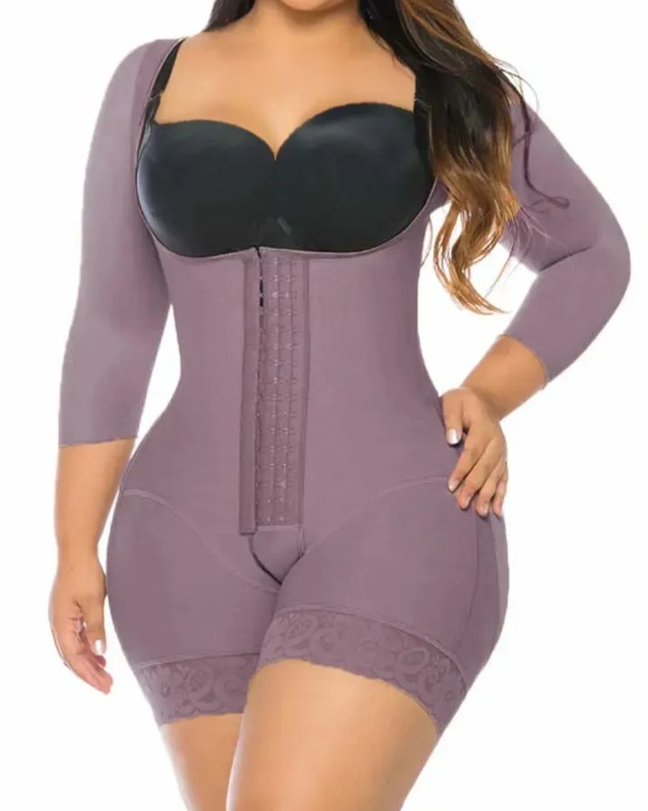 Women Full Body Waist Trainer Zipper Tummy Control Upper Arm Open Bust Slimmer Corset Shaper Girdle