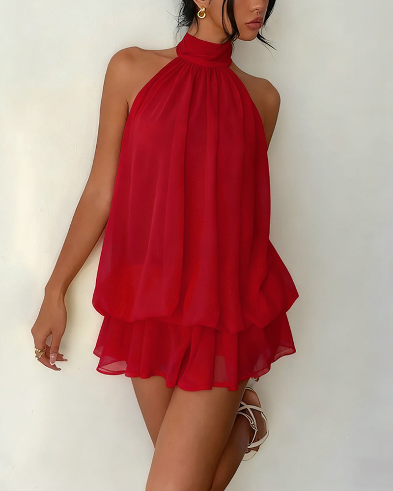 Elegant Chiffon Open-Back Tie Mini Dress