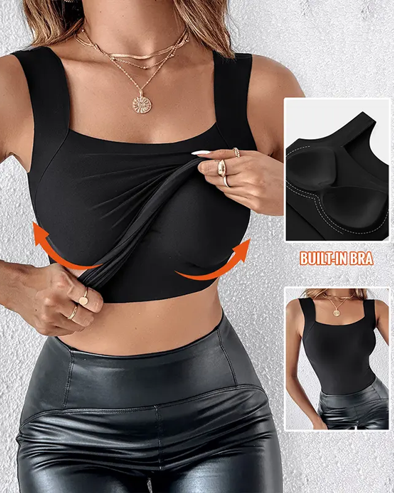 High Elastic Seamless Sleeveless Cami Shaper Vest With Built-In Bra