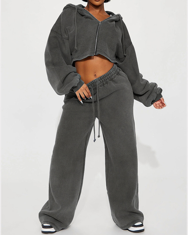 Fleece Fashion Long-Sleeved Sports Casual Sweatshirt Set