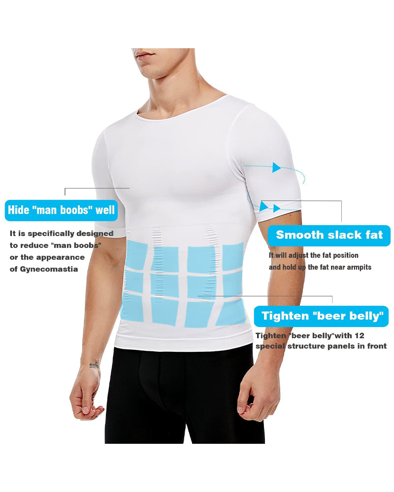 Men's Short-Sleeved Tummy Control Bottoming Body-Shaping Garment