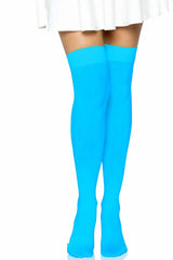 Blue Opaque Thigh Highs