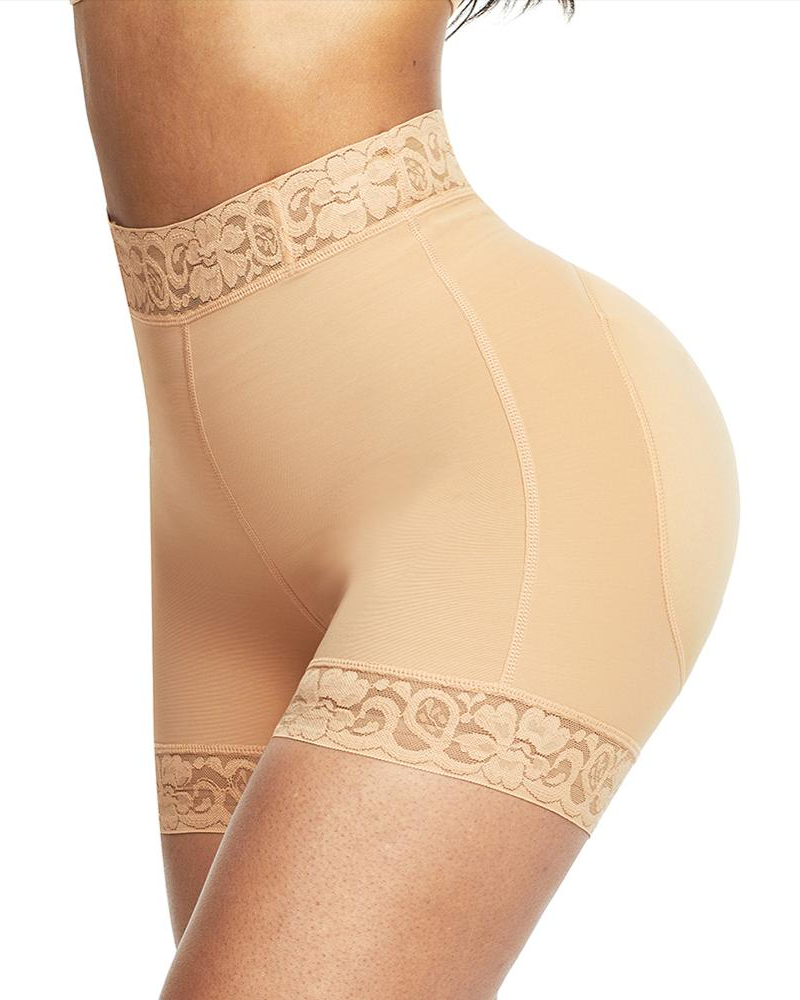 Mid-Waist Shaping Shorts With Anti-Rolling Lace Tummy Control Underwear For Women Butt Lifter