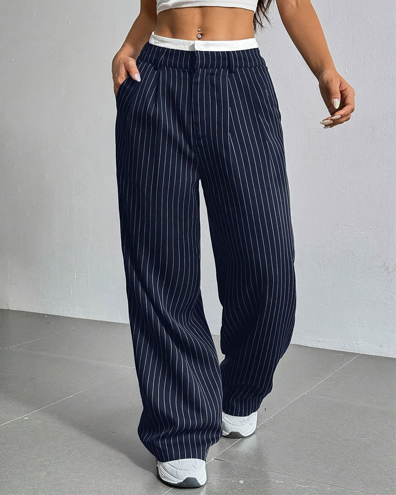 Simple Drape Loose Straight Pants