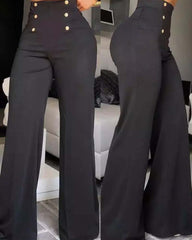 Stylish Slim Personality Double Breasted Flared Pants