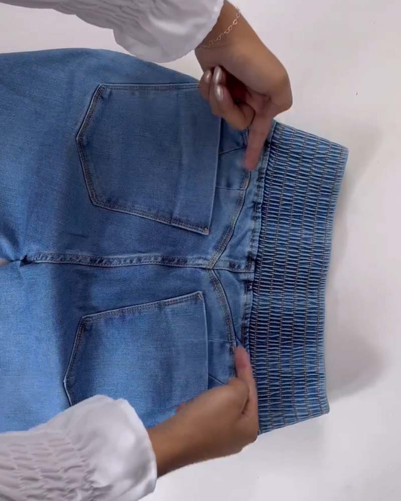 Curvy High-Waisted Skinny Flare Jeans with Elastic Waistband | Tummy Control & Stretch Comfort