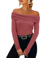 Sexy Off-Shoulder Slim-Fit Long-Sleeved Bottoming Shirt