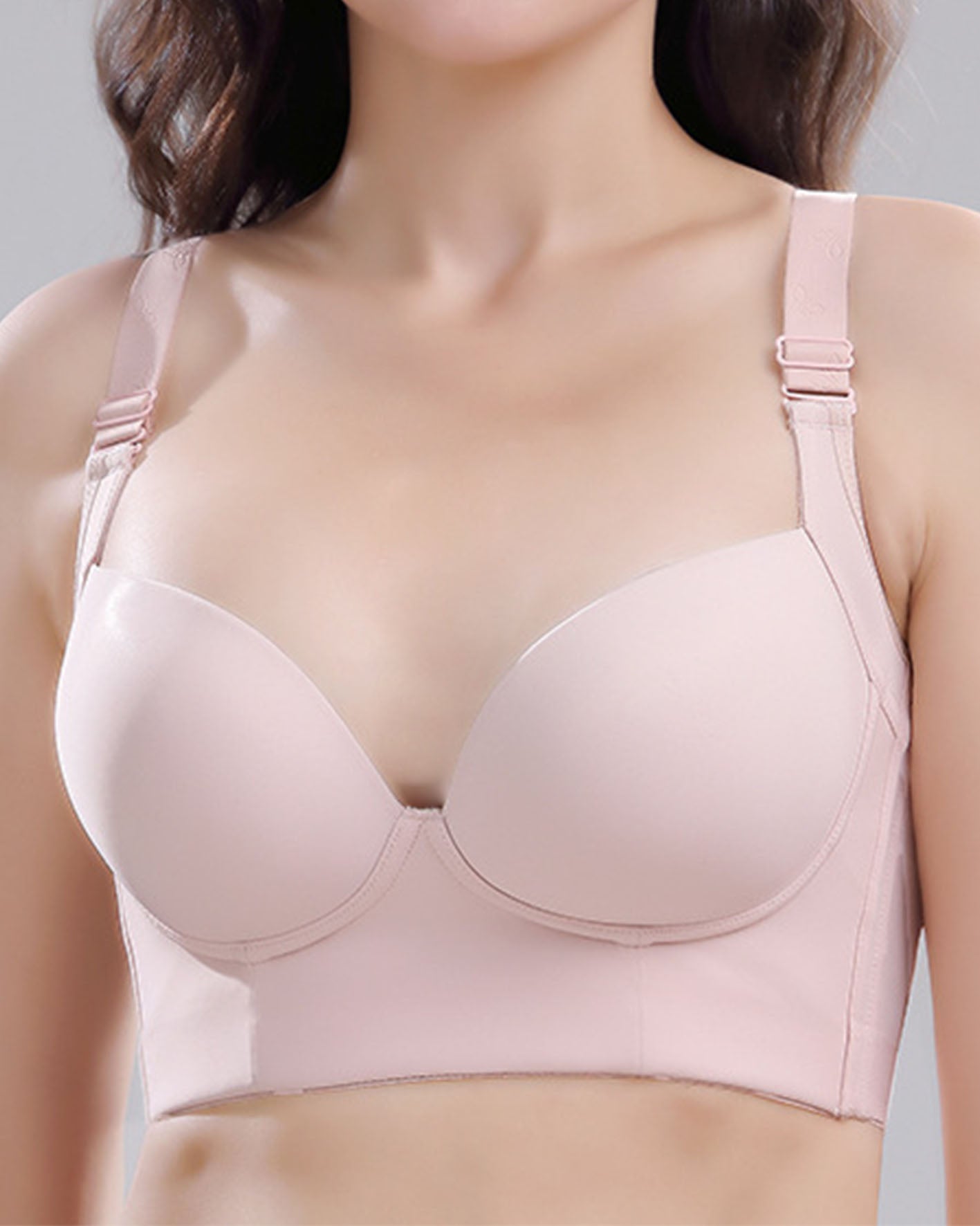 Slim Back Plus Size Bra No Underwire Push-Up Bra 7 Breasted