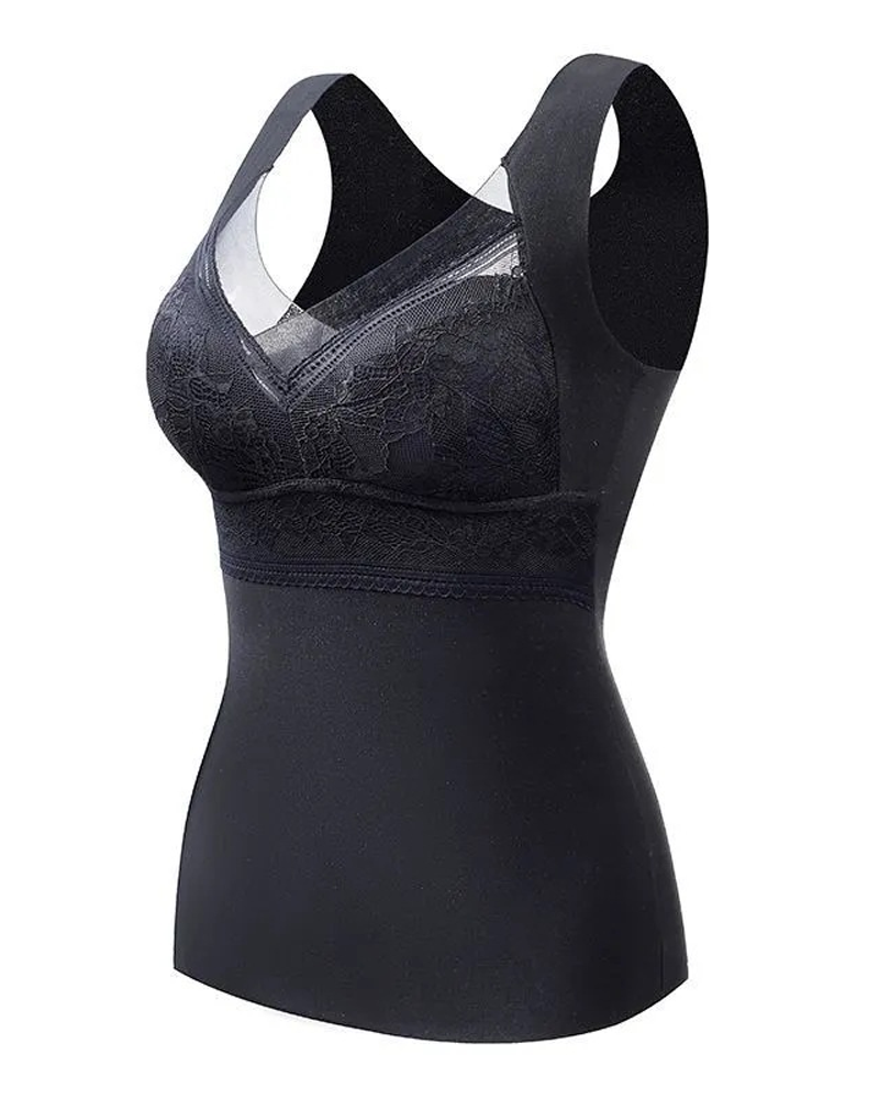 Women's Autumn/Winter V-Neck Velvet Lace Thermal Underwear