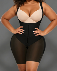 Mesh Patchwork Zipper One-Piece Shapewear