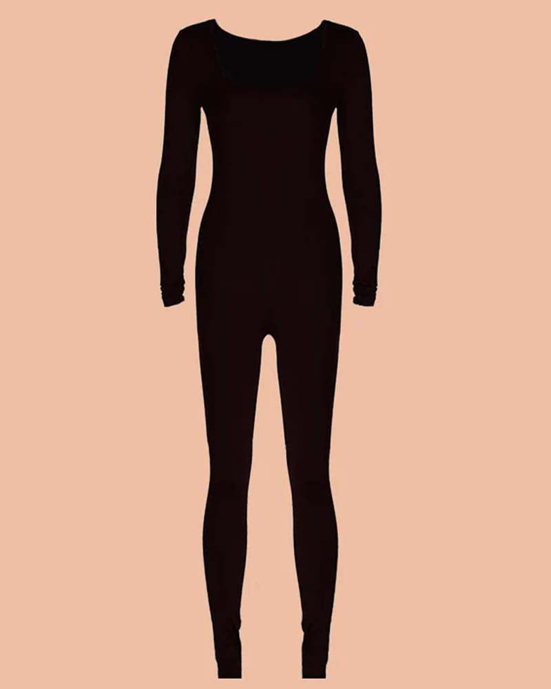 Low-Cut, Long-Sleeved Bodybuilding Jumpsuit