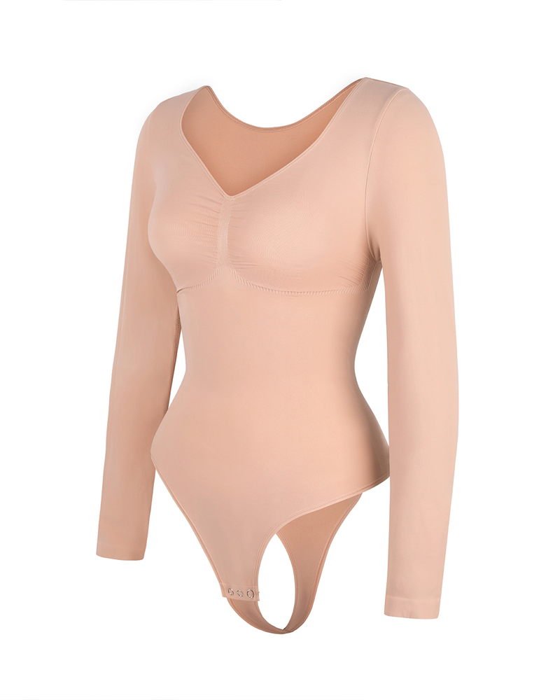 Slim-Fit V-Neck Seamless Body Shaping Bodysuit