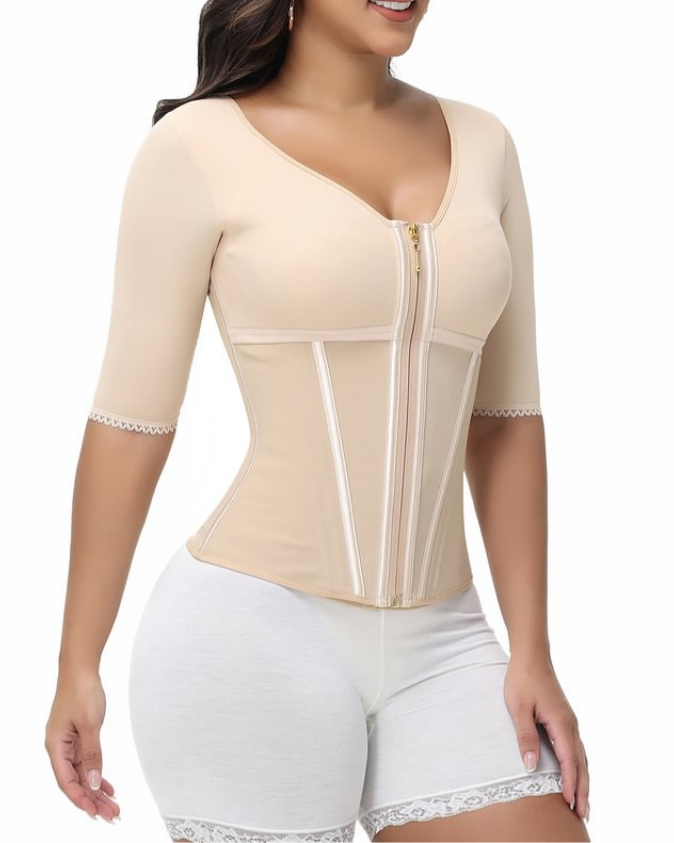 Women's Sleeved Body Sculpting Kit - Waist Cincher with Sleeves & Waist Trainer for Full-Body Contouring